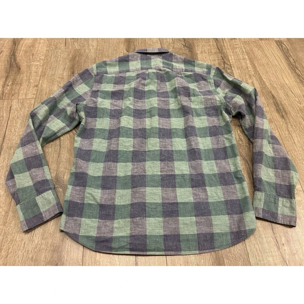 J Crew Homespun Shirt Mens Medium Blue Green Button Down Slim Casual